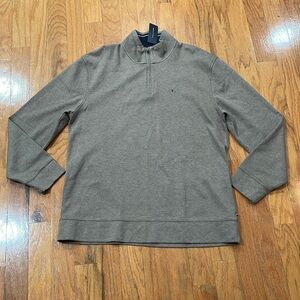 Tommy Hilfiger NWT XXL Brown with Navy Blue Collar 1/4 zip Fall Ski
